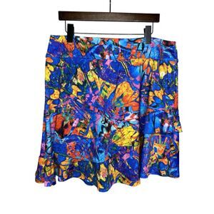 Dona Jo Women's 4 US XXL Athletic Tennis Skort Blue Butterfly Skirt Tier Stretch